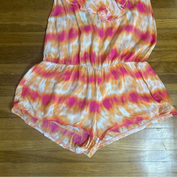 Victoria’s Secret Tie Dye Halter Ruffle Frill Shorts Romper Beach CoverUp - Picture 4 of 8
